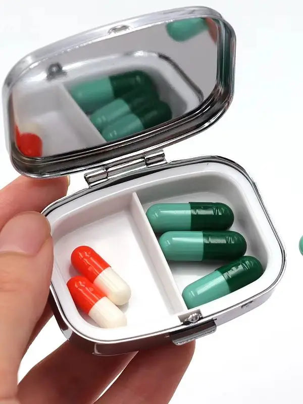 Lucky Catch Sardines Metal Pill Box - Portable 2-Compartment Travel Organizer for Pills & Vitamins