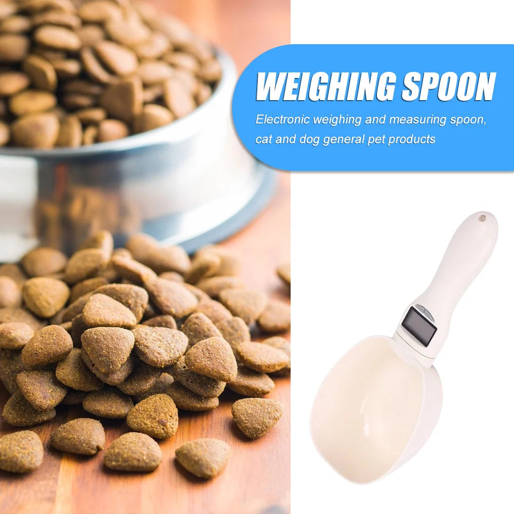 Digital Pet Food Measuring Spoon: Electronic Scale for Dog and Cat Feeding Bowls with Weight and Volume Display