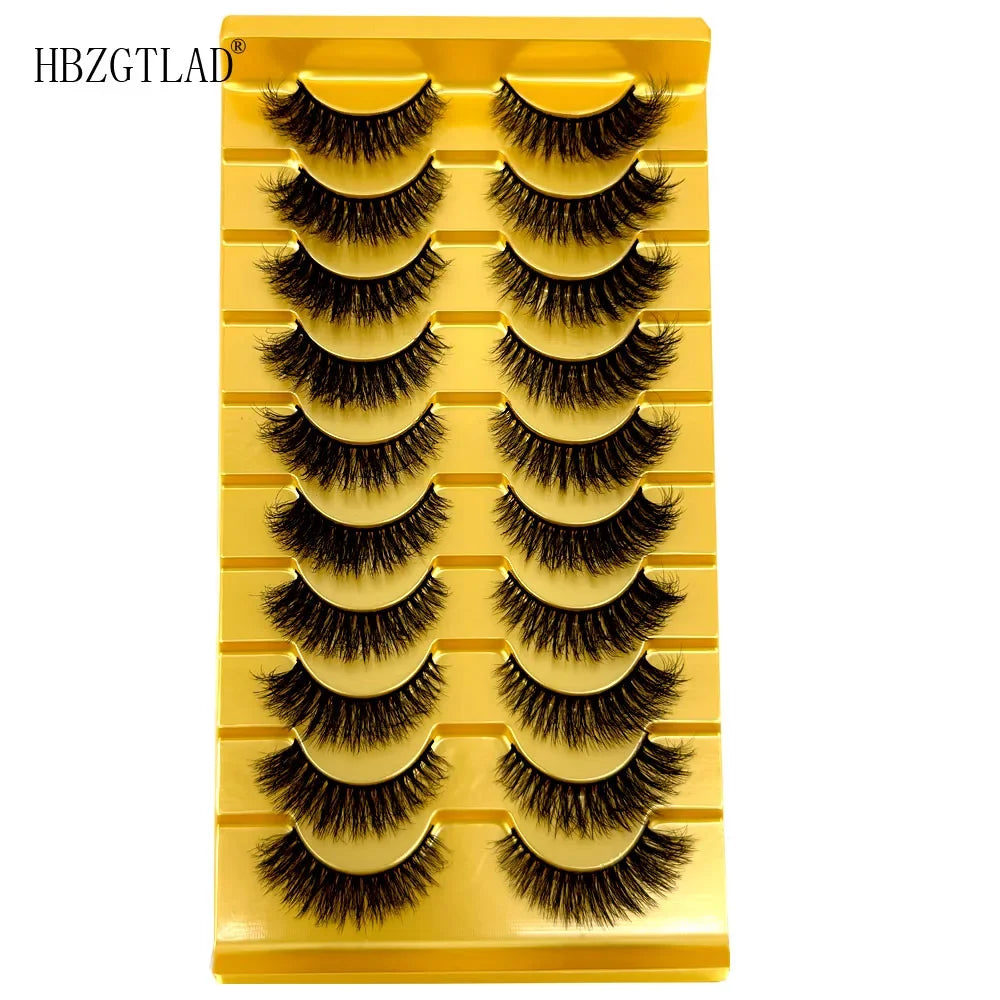 5/10 Pairs 3D Mink False Eyelashes – Wispy Handcrafted Full Strip Short Natural Lashes for Makeup