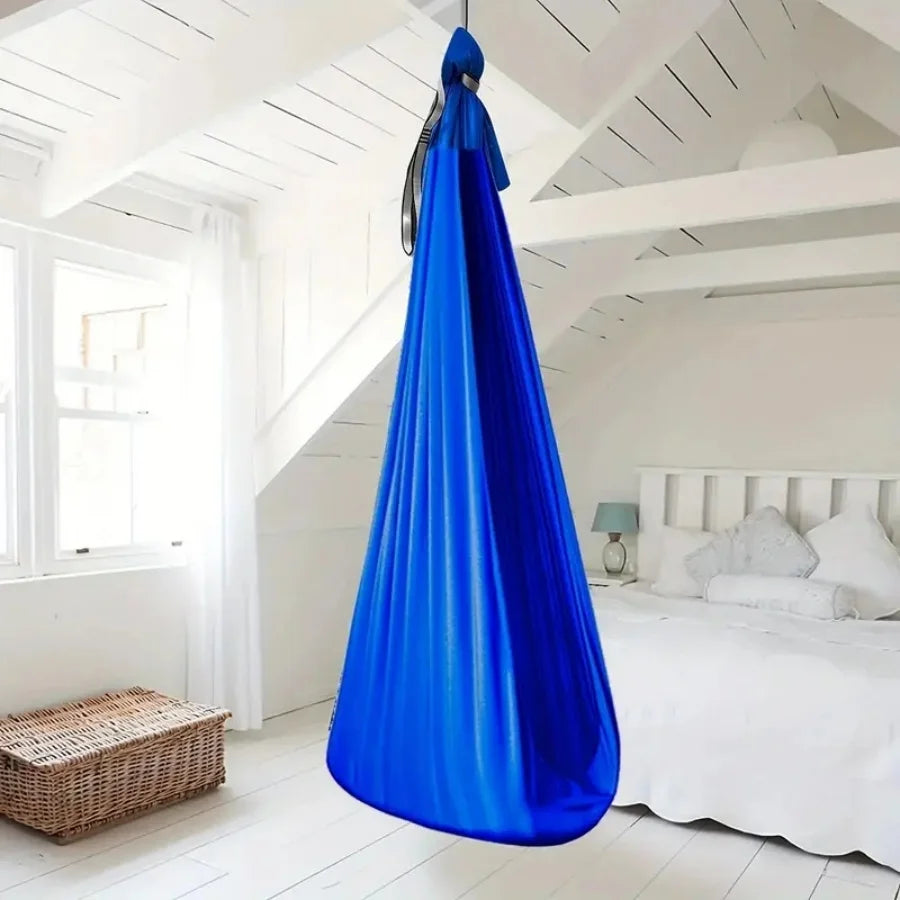 1.5x2.8m Elastic Swing Hammock – Indoor & Outdoor Aerial Yoga Swing with Adjustable Fabric & Hardware for Adults