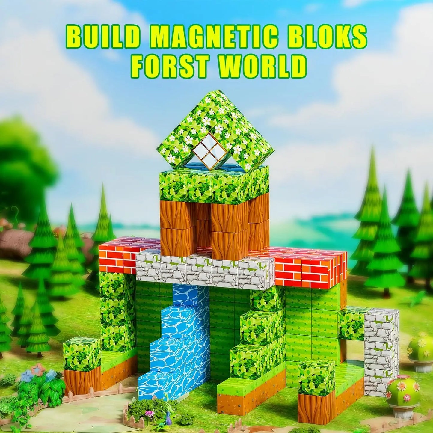 DIY Magnetic Building Blocks Set – Mine World Cube Magnets, STEM Construction Toy for Boys & Girls, Montessori Sensory Gift
