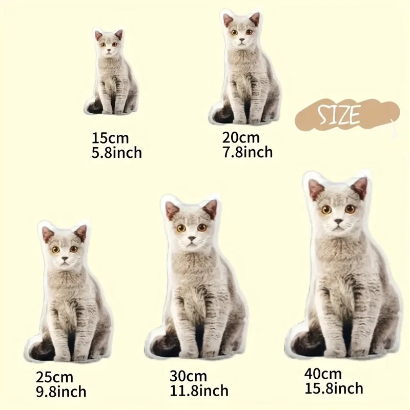 Custom Pet Portrait Pillow - Personalized 3D Plush Toy for Cats & Dogs