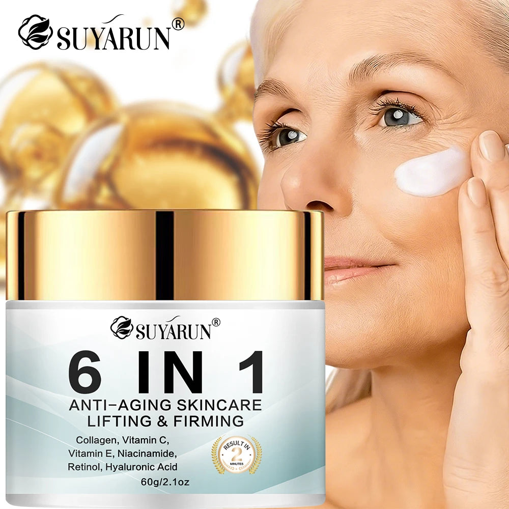 SUYARUN 6-in-1 Anti-Aging Cream - Hydrating, Firming and Brightening Facial Moisturizer for All Skin Types