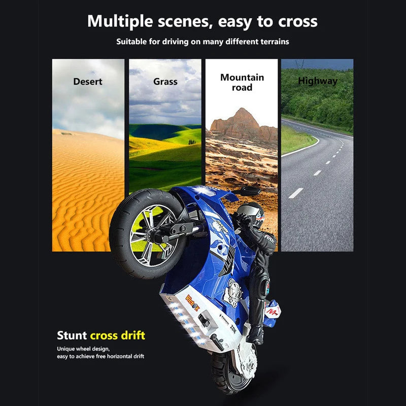 1/6 Scale RC Electric Racing Motorcycle – High-Speed 4CH Remote Control Drift Car Toy for Boys