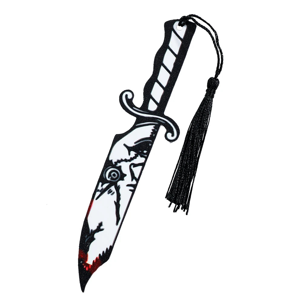 Horror Movie Fan Bookmark — Knife-Shaped Acrylic Bookmark with Tassel for Study & Reading