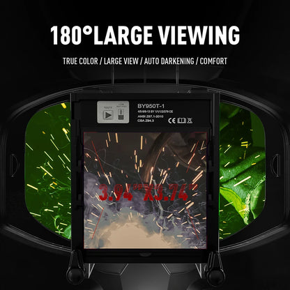 ANDELI Auto Darkening Welding Helmet - Panoramic 180° Large Viewing with Side View - True Color Solar Powered Welding Mask