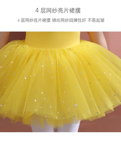 Girls Ballet Tutu Dress — Kids Short & Long Sleeve Tulle Leotard with Bowknot for Dance, Gymnastics & Party