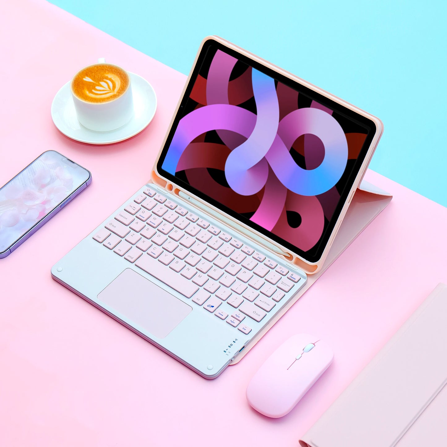 Magic Keyboard & Wireless Mouse Case for iPad — Compatible with iPad 9th Gen, 10.2-inch (7th/8th), iPad Pro 11 M4, Air M3, and Air 4/5 10th Gen