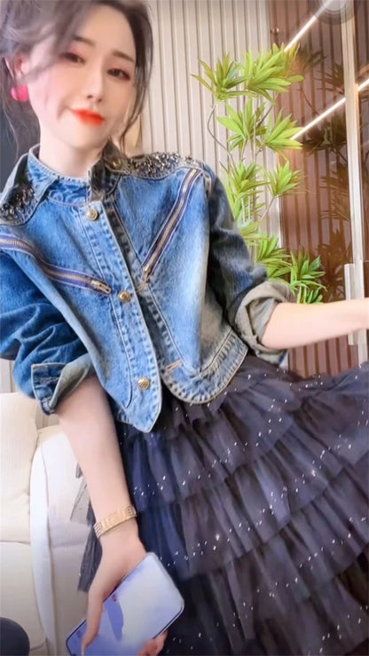 Women's Denim Jacket 2025 – New Korean Style, Advanced Leisure Loose Fit, Versatile Female Cowboy Coat