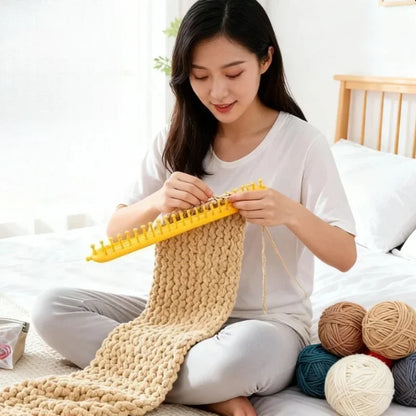 DIY Plastic Weaving Loom Kit - Portable Rectangle Knitting Tool for Handmade Wool Crafts & Sewing Projects