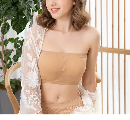 Women's Plus Size Strapless Bra – Thin, Removable Chest Cushion, Stretchy Seamless Invisible Bra, S-6XL