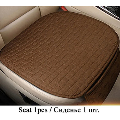 Universal Car Flax Seat Cushion Protector - Front and Rear Seat Cover Pad with Backrest Mat for Automotive Interiors