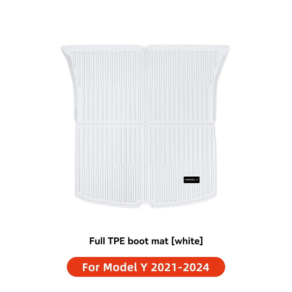 YZ TPE White Foot Pad — Fully-Surrounded Floor Liner for Tesla Model 3 & Model Y (2021–2025) | Waterproof, Non-Slip