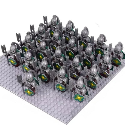 21PCS Medieval Fantasy Warrior Figures – Dwarf, Elf, Knight & Orc Building Brick Toys