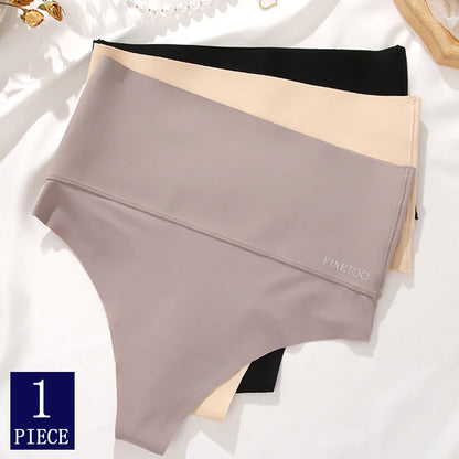 4PCS Seamless Ice Silk Panties Set for Women – Low Waist G-String, Soft Ultra-Thin Sexy Underwear Briefs