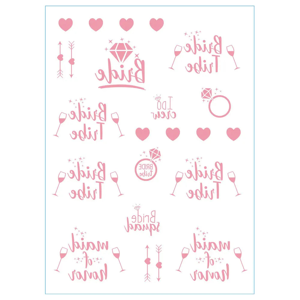 Waterproof Gold Foil Temporary Tattoo Stickers – Crown & Ring Bridal Party Body Art Decals