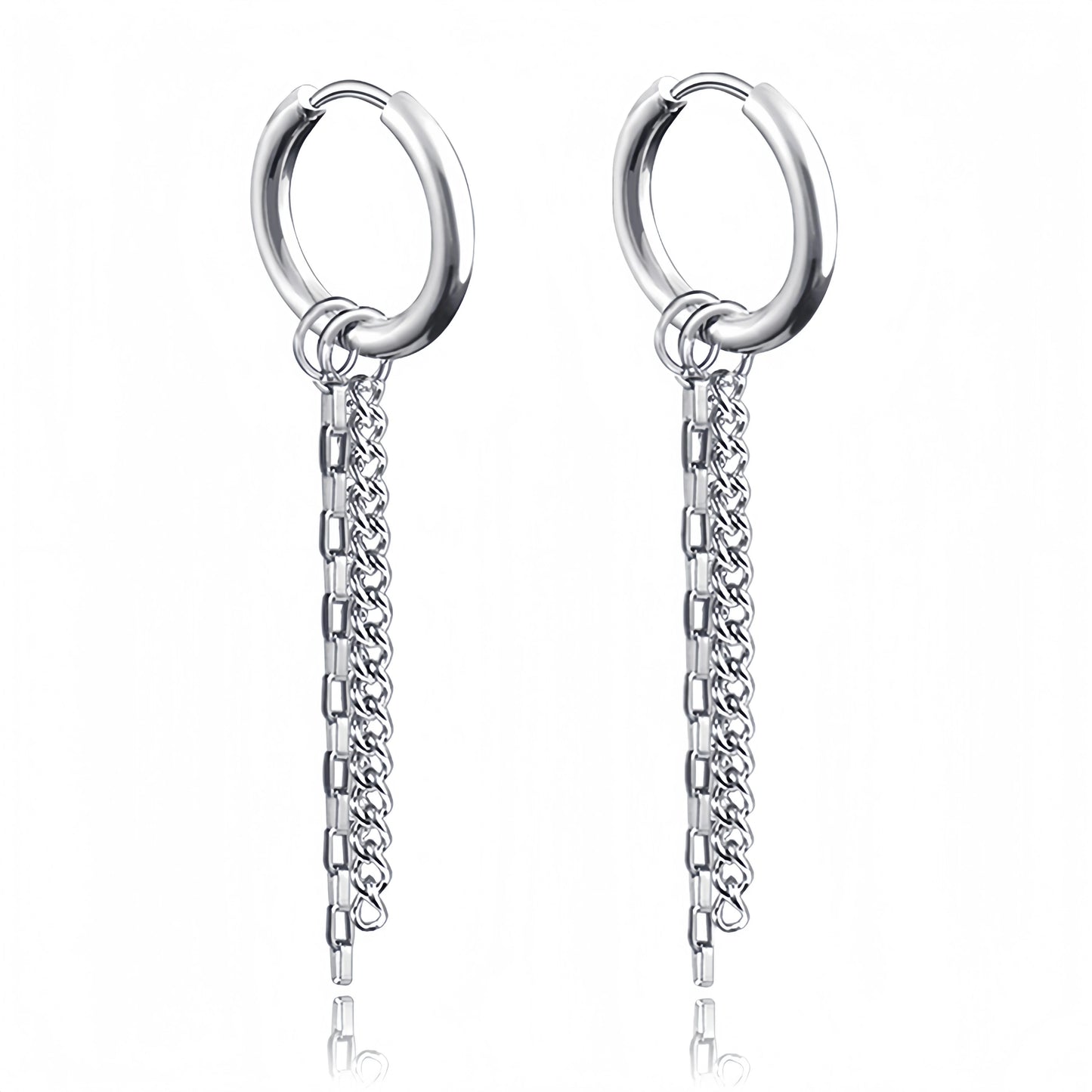 Long Hanging Cross & Leaf Hoop Earrings – Vintage Stainless Steel Hip Hop Unisex Jewelry Accessories
