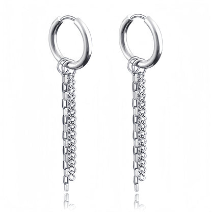 Long Hanging Cross & Leaf Hoop Earrings – Vintage Stainless Steel Hip Hop Unisex Jewelry Accessories