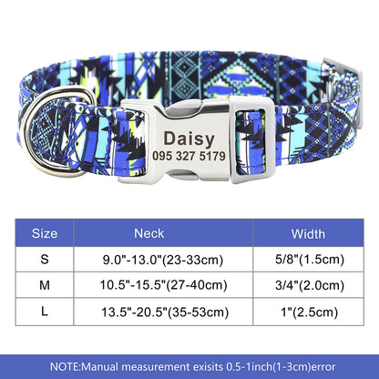 Adjustable Nylon Dog & Cat Collar – Personalized ID Collar with Engraved Name Buckle, Anti-Lost for Small, Medium & Large Pets