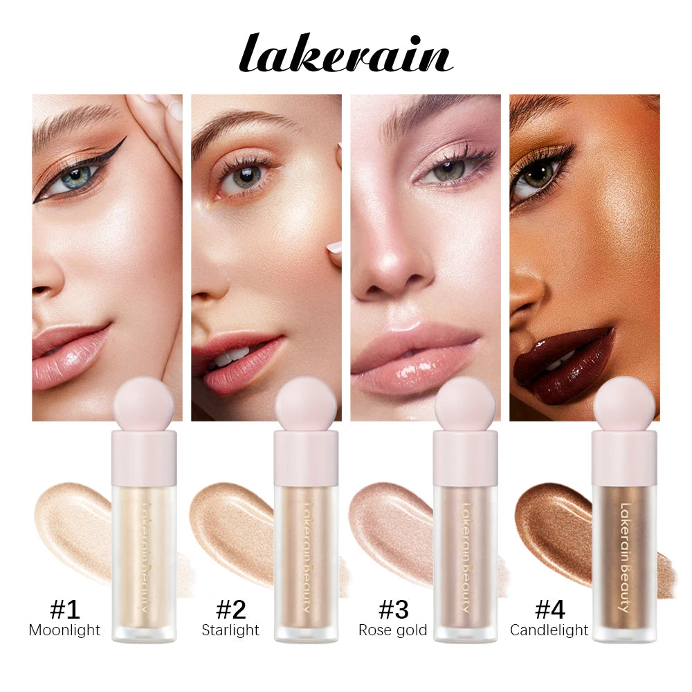 4-Color Liquid Face Highlighter — Bronzer & Contour Shimmer Makeup