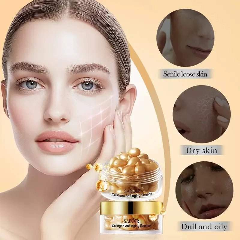 Collagen Retinol Firming Capsule Serum - Hydrating Face & Eye Essence for Nourished, Smooth-Looking Skin