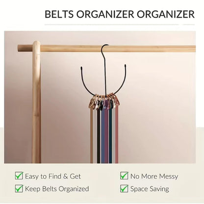 Large Capacity 1-Piece Belt and Tie Organizer Rack - Multipurpose Wardrobe Storage Hook for Scarves, Vests, and Hats