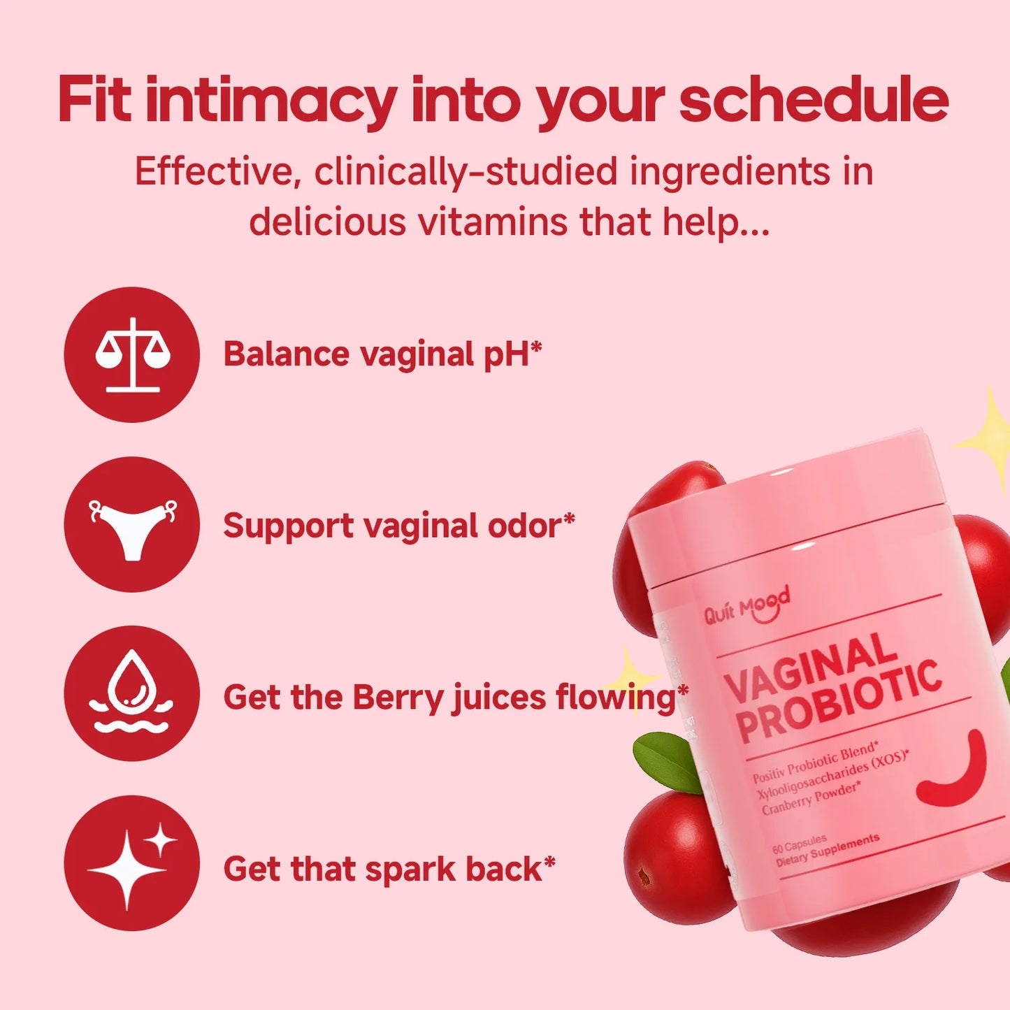 Quitmood Queen’s Women’s Daily V-Probiotics – pH Balance, Odor Control & Yeast Support