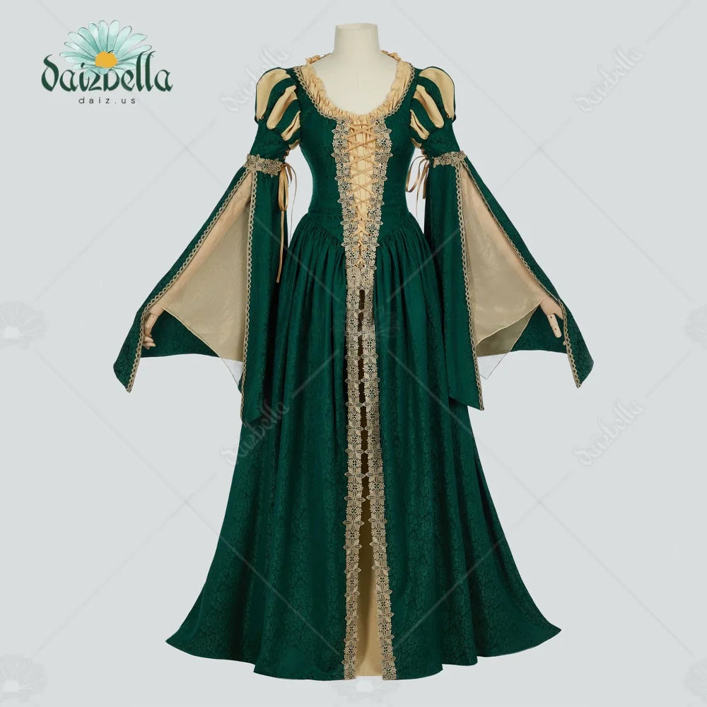 Women’s Renaissance Medieval Dress - Vintage Lace Wide-Sleeve Costume for Renaissance Fairs