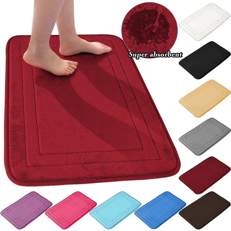 Non-Slip Bathroom Mat - Soft, Comfortable Absorbent Floor Carpet, Machine Washable & Quick-Dry Shower Room Doormat