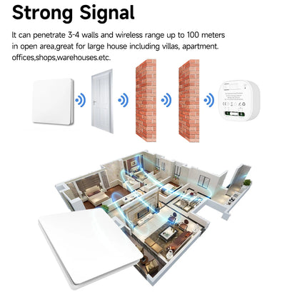 RF433 Frameless Large Panel Self-Powered Wireless Switch – Battery-Free Waterproof Outdoor Kinetic Light Control