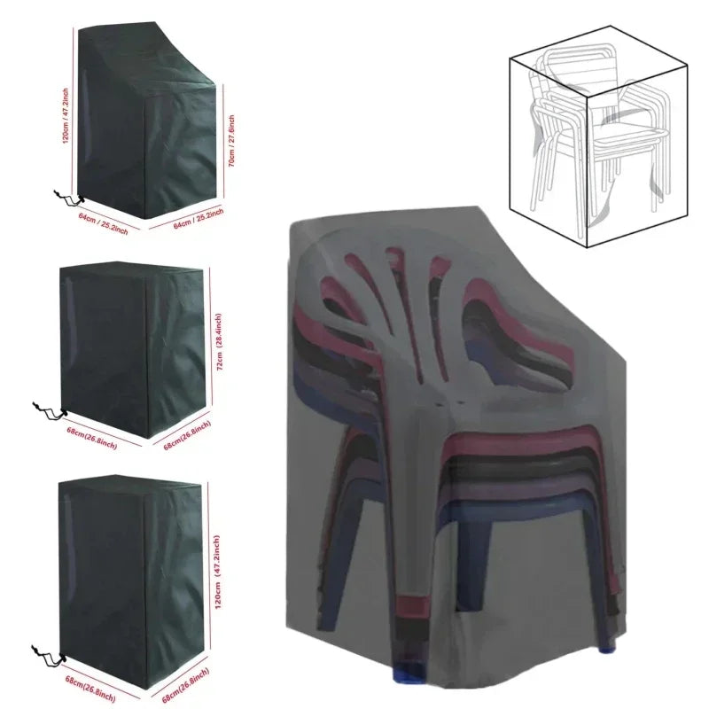 Stacked Chair Dust Cover — Waterproof, Dustproof Outdoor Garden Furniture Protector & Storage Bag