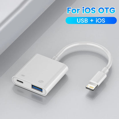 OTG Adapter for iPhone – Lightning to USB 3.0 Converter for iPhone 14/13/12/11/XR/8 Plus, Supports Mouse, Keyboard, Camera & Card Reader