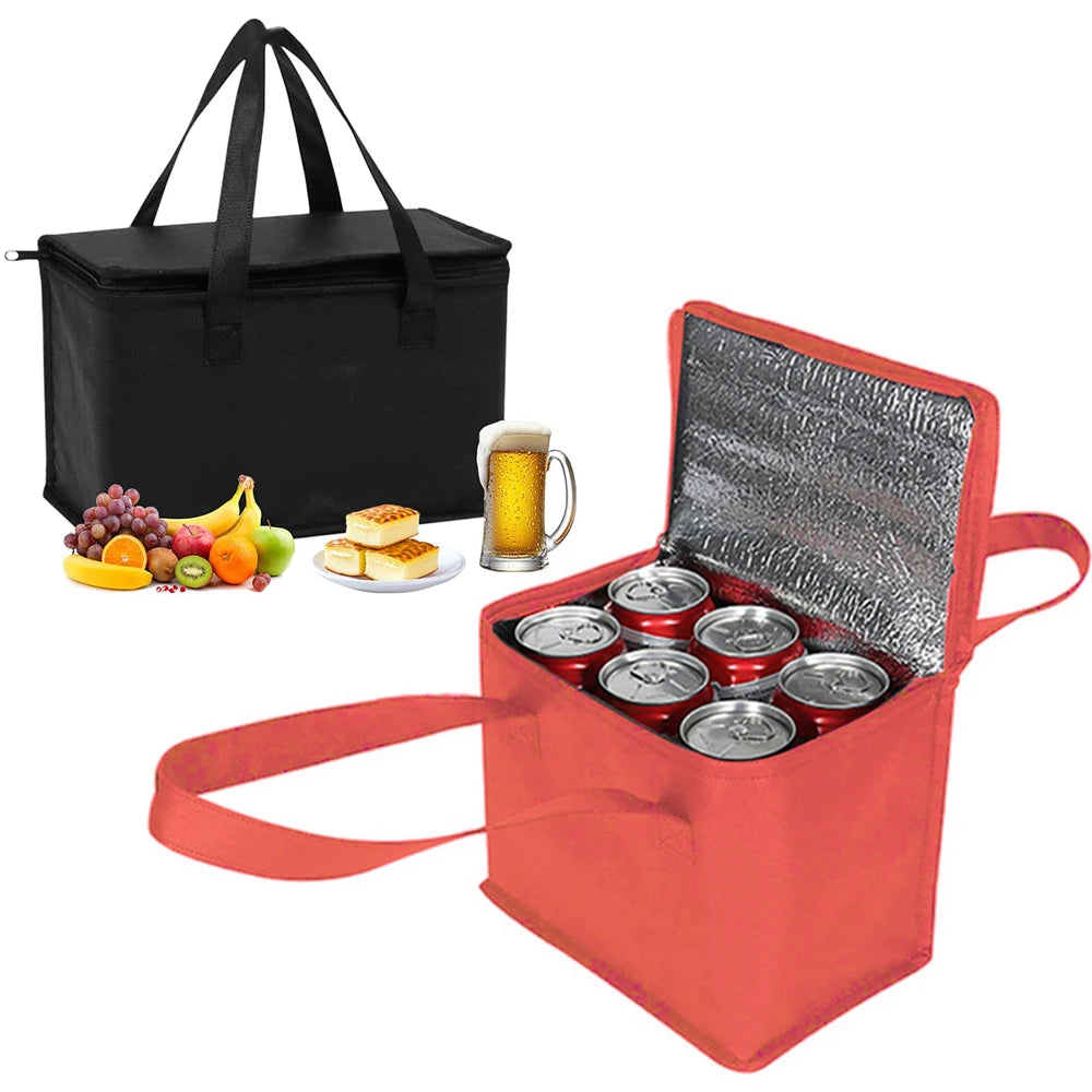 Portable Insulated Lunch Cooler Bag – Folding Thermal Picnic Tote, Ice Pack Food & Drink Carrier, Beer Delivery Bag