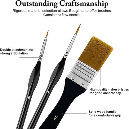 28/32PCS Acrylic Paint Brush Set – Premium Nylon Bristles with Round, Flat, Filbert, Fan & Detail Brushes for Art Painting