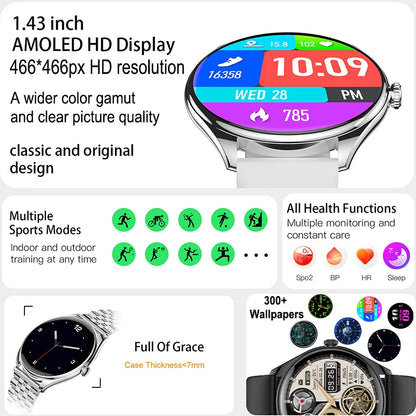 Ultra-Thin AMOLED Smartwatch for Men - 3D Display, Fitness Tracking, Heart Rate, Bluetooth Calls & Waterproof Design