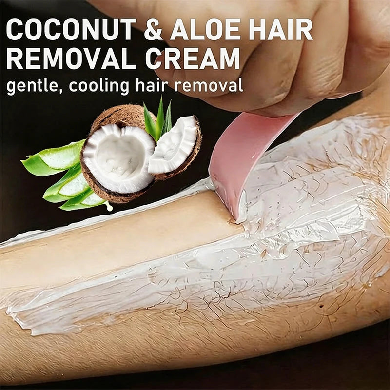 50g Coconut Hair Removal Cream - Smooth Skin Depilatory Cream for Lips, Underarms & Legs