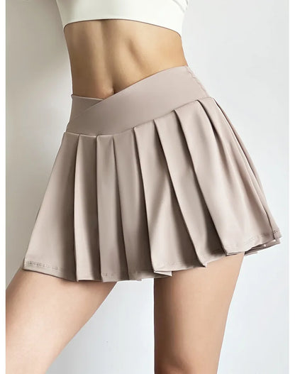 Women’s Sports Short Skirt — Summer High Waist Pleated Skirt with Anti-Walk Yoga Pants, Quick-Dry Breathable Running & Fitness Wear