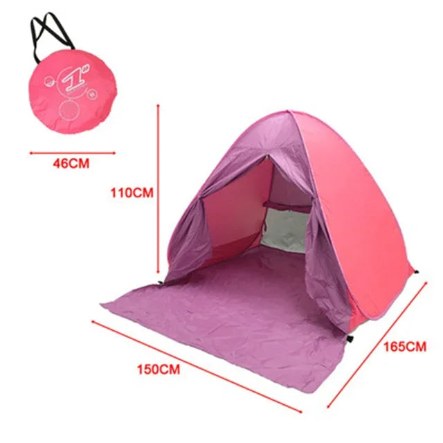 Pop-Up Beach Tent 165×150×110cm – UV Protection, Full Shade, Ultralight & Portable for Family Camping & Travel
