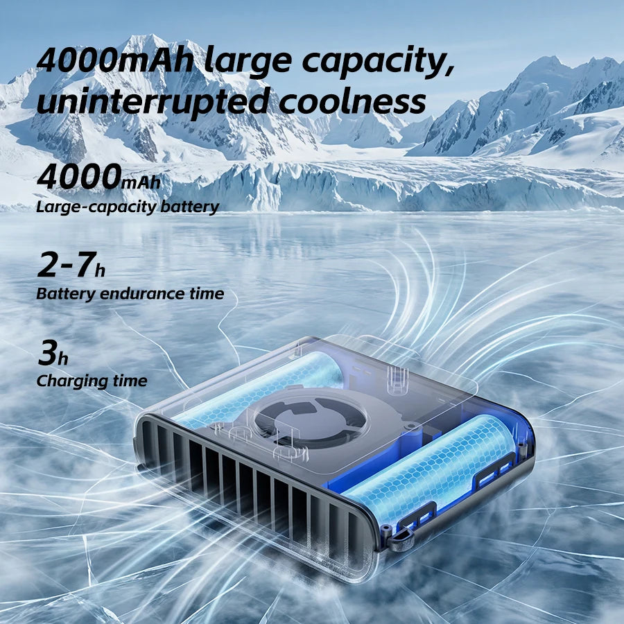 Kinscoter Ultra-Slim Waist Fan - 4000mAh Portable Rechargeable 5-Speed Cooling Fan with Digital Display