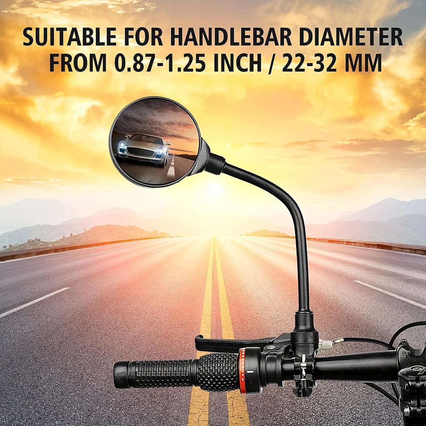 Bike Handlebar Mirrors - Rotatable and Adjustable Wide Angle Rearview, Shockproof Convex Universal Cycling Mirror