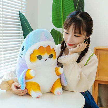 Fun Transformed Cat Doll Plush Toy – Cute 25cm Shark Cat Plush Gift for Girls and Children