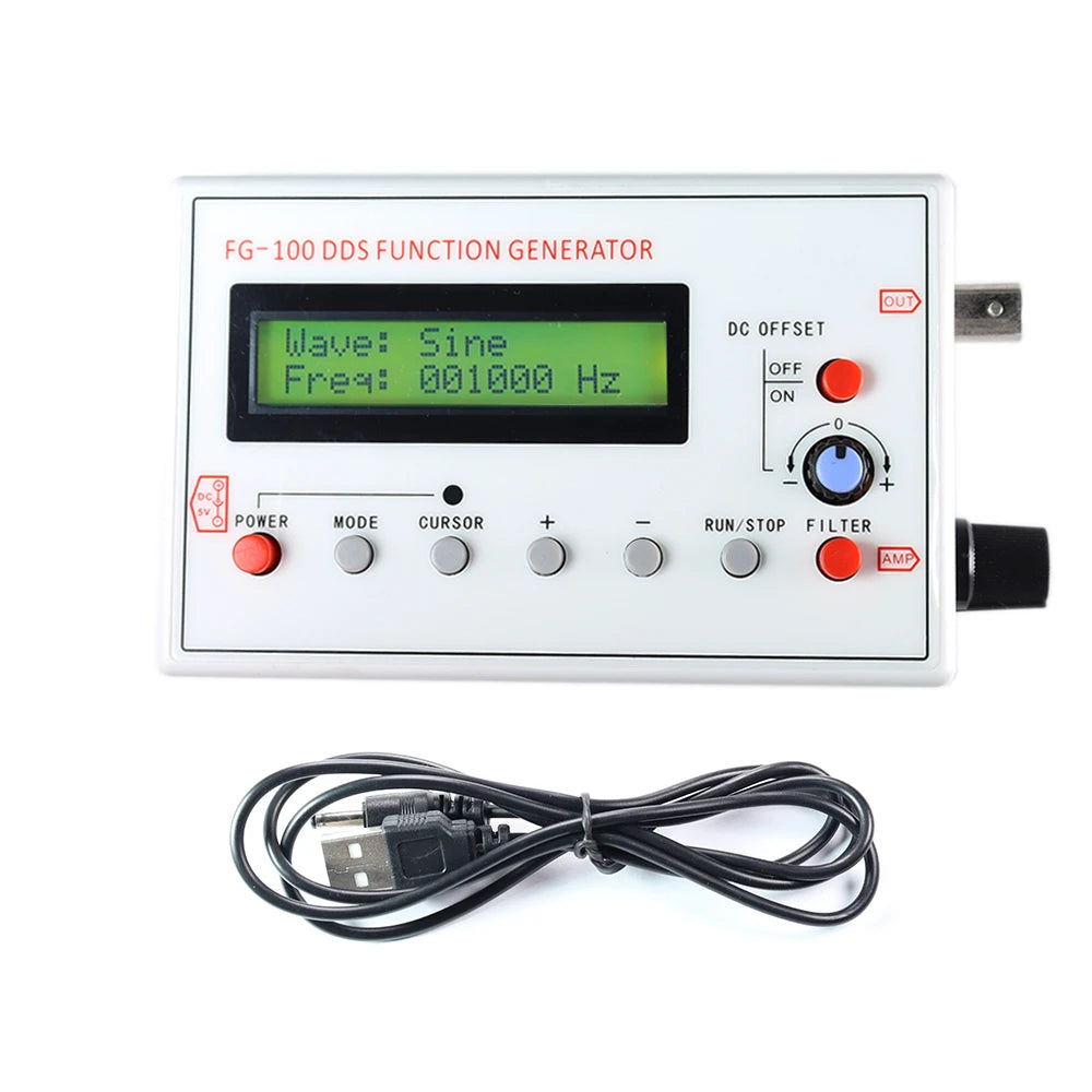 FG-100/FG-200 DDS Function Signal Generator - 0.01Hz–500kHz Frequency Counter & Sine, Square and Sawtooth Waveform Source