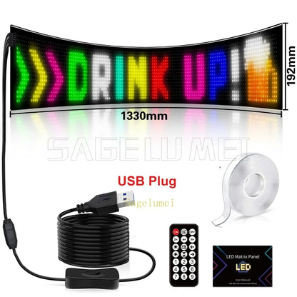 Double Row Programmable LED Matrix Display - App-Controlled Scrolling Text, Evil Eye Animation Sign for Cars, Trucks, and Parties