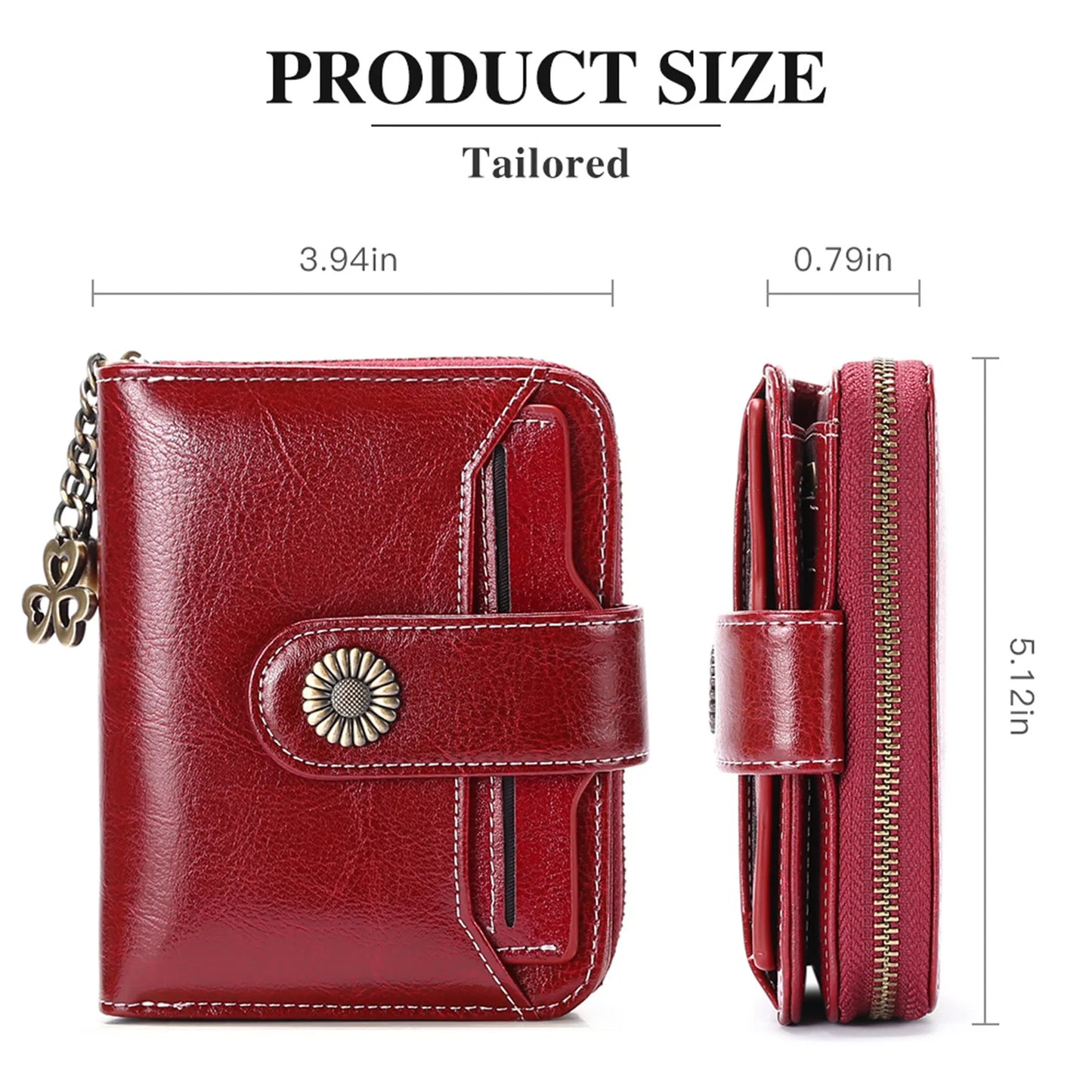Genuine Leather Short Wallet for Women — Slim Hasp & Zipper Mini Purse, Portable Coin & Card Holder