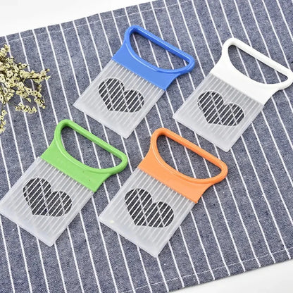 Colorful Stainless Steel Onion Slicer - Effortless Onion Chopping Tool for Perfect Slices - Kitchen Potato Chip Holder