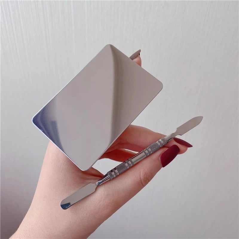 Ring Cosmetics Makeup Mixing Palette – Stainless Steel with Spatula for Toning, Concealer, Lipstick & Liquid Foundation Mixing