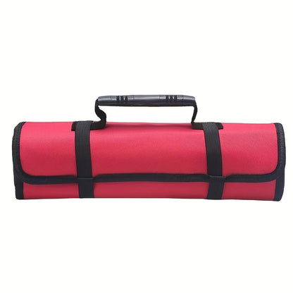 22-Pocket Oxford Canvas Folding Wrench Roll – Waterproof Tool Storage Organizer with Hand Roller