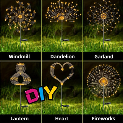 1 Pack Solar Firework Light Outdoor - IP65 Waterproof Solar Garden Flower Lights with 8 Lighting Modes - for Outdoor Lighting