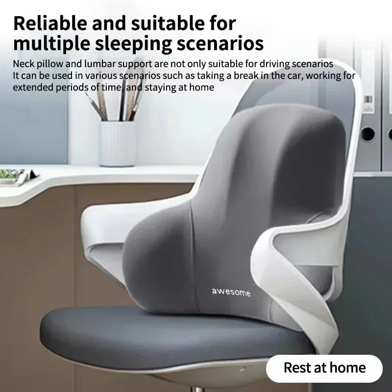 Memory Foam Lumbar Support Cushion – Back Pain Relief Pillow for Car, Office, Gaming Chairs & Postpartum Waist Support