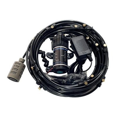24V Quiet Misting Kit – Low Pressure Pump Spray System with Fog Nozzles for Dust Removal, Cooling & Humidification Watering System